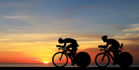 Cycling Silhouette on sunrise background