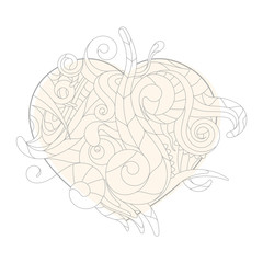 Vector heart. Love - vintage flower. White background.