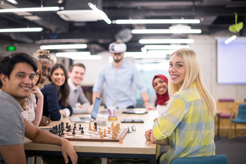 Young Multiethnic Business team using virtual reality headset