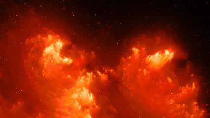 Fiery glowing nebula fractal background