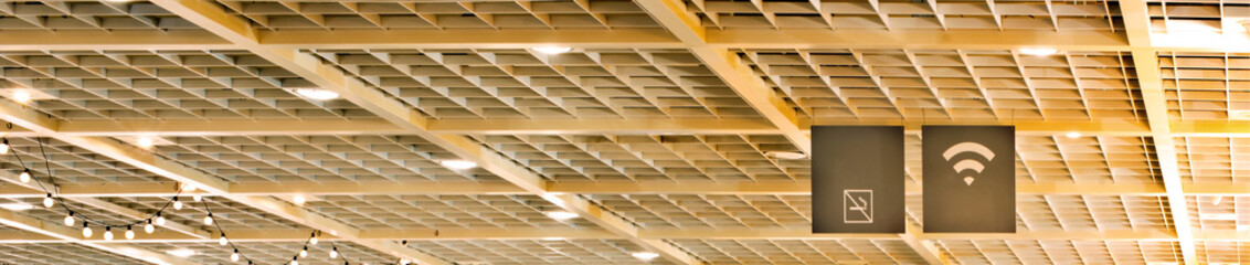 wooden latticed ceiling