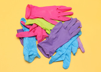 Colorful rubber medical gloves
