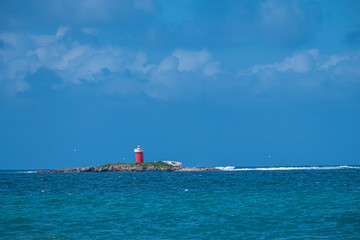 Beaches of Alghero (L'Alguer) on a stormy day, province of Sassari , Sardinia, Italy.
