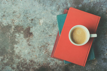 Fototapeta na wymiar books and coffee cup