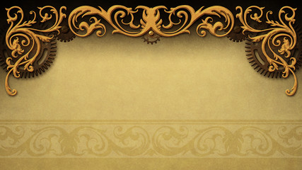 Steampunk background with gilded decorations