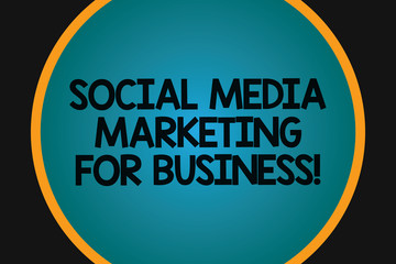 Word writing text Social Media Marketing For Business. Business concept for Advertising Optimization strategy Big Blank Solid Color Circle Glowing in Center with Border Black Background