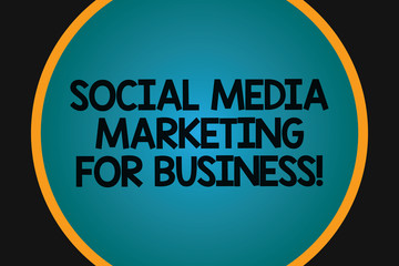 Word writing text Social Media Marketing For Business. Business concept for Advertising Optimization strategy Big Blank Solid Color Circle Glowing in Center with Border Black Background