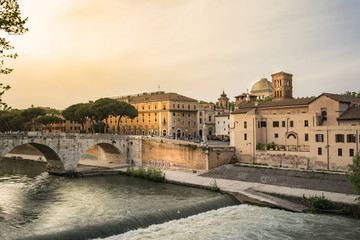 Fototapeta premium Tiber river and Tiberina island in Rome