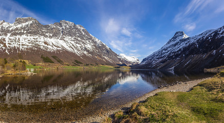 Mountain lake called Eidsvatnet, Romsdal mountains.