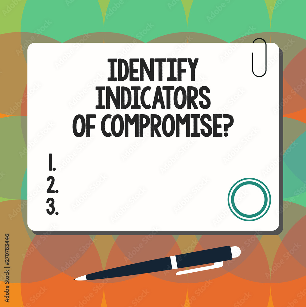 Aufkleber conceptual hand writing showing identify indicators of compromise. business photo showcasing detect 