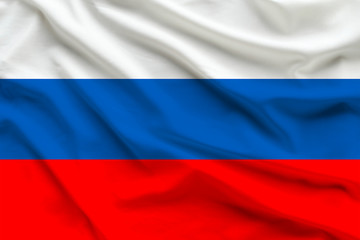 silk national flag of Russia with folds