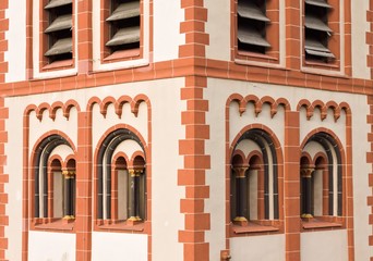 Fototapeta na wymiar Windows of a gothic tower - Medieval age (Bacharach, Germany, Europe)