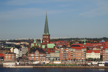 Fototapeta na wymiar Embankment and city. Aarhus, Jutland, Denmark