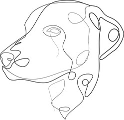 Continuous line Dalmatian. Single line minimal style dog vector illustration. Portrait