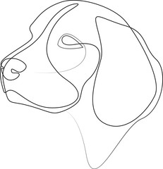 Continuous line «Beagle. Single line minimal style dog vector illustration. Portrait