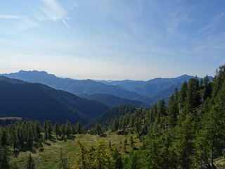 view of the Alps of the Val Vigezzo near the village of Santa Maria Maggiore, Piedmont, Italy - August 2018