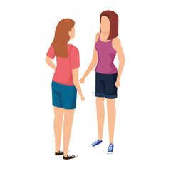 young women couple talking avatars characters