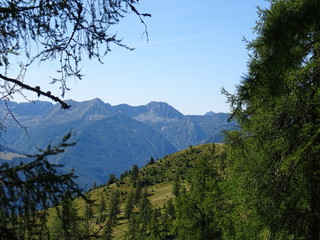 view of the Alps of the Val Vigezzo near the village of Santa Maria Maggiore, Piedmont, Italy -...