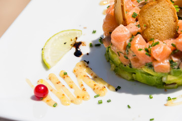 Salmon tartare with avocado