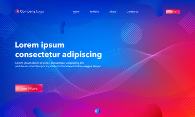 Asbtract background website Landing Page. Template for websites, or apps. Modern design.Blue. Abstract vector style.