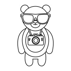 bear with summer sunglasses and photographic camera