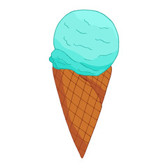 Hand drawn blue ice cream.