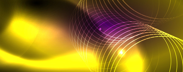 Shiny glowing design background, neon style lines, technology concept, vector