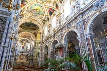 Interiors of the Church of the Gesu (Chiesa del Gesu) or Casa Professa. One of the most important...