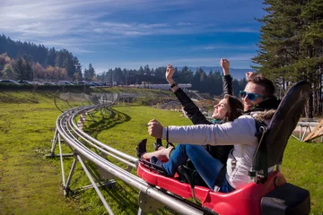 Foto op Canvas couple driving on alpine coaster © .shock