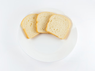 Square Plain bread on white background, top view