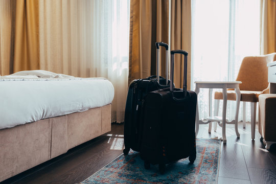 Suitcase Or Luggage Bag In A Modern Hotel Room