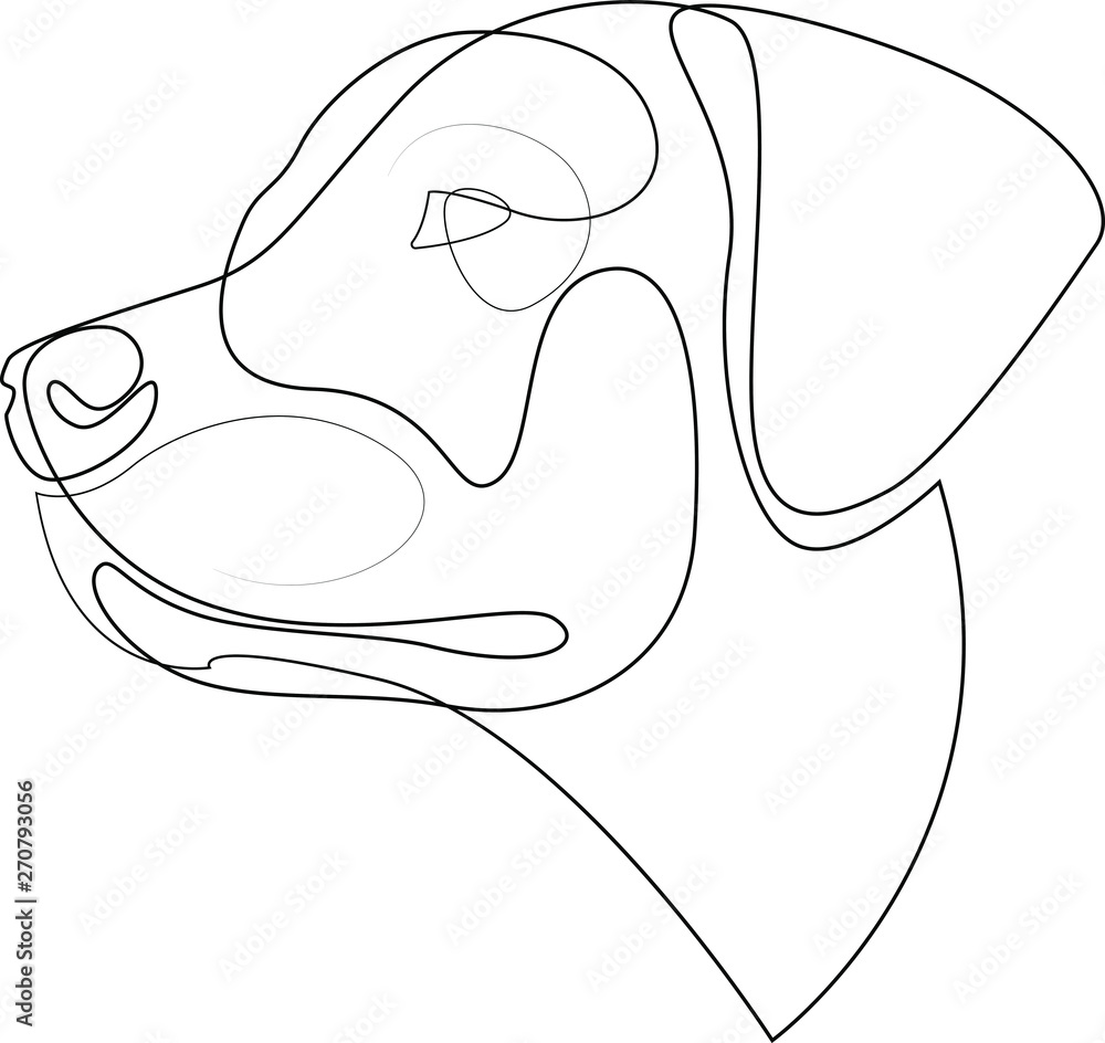 Poster continuous line labrador retriever. single line minimal style labrador dog vector illustration. port