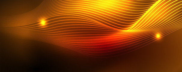 Shiny neon lines techno magic futuristic background, magic energy space light concept, abstract background wallpaper design