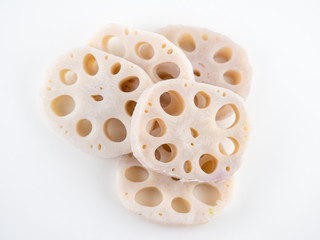 Lotus root isolated on white background