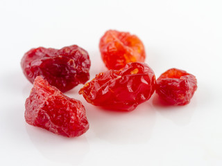 Sun-dried cocktail tomatoes on white background, Dried tomato