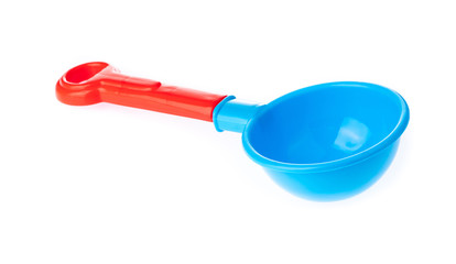 plastic tool shovel of beach toy isolated on white background