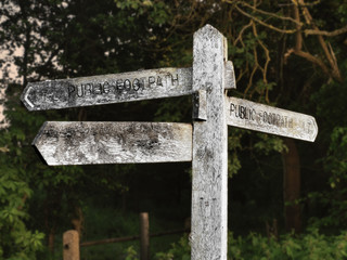 Old wooden signpost