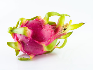 Whole Red Dragon Fruits Isolated on White Background