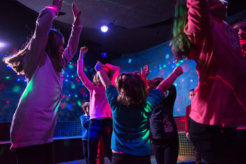 Kids neon disco party - obrazy, fototapety, plakaty
