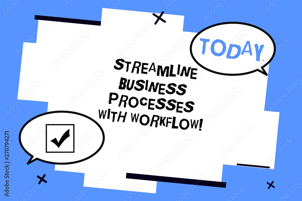 Poster word writing text streamline business processes with workflow. business concept for computer social 