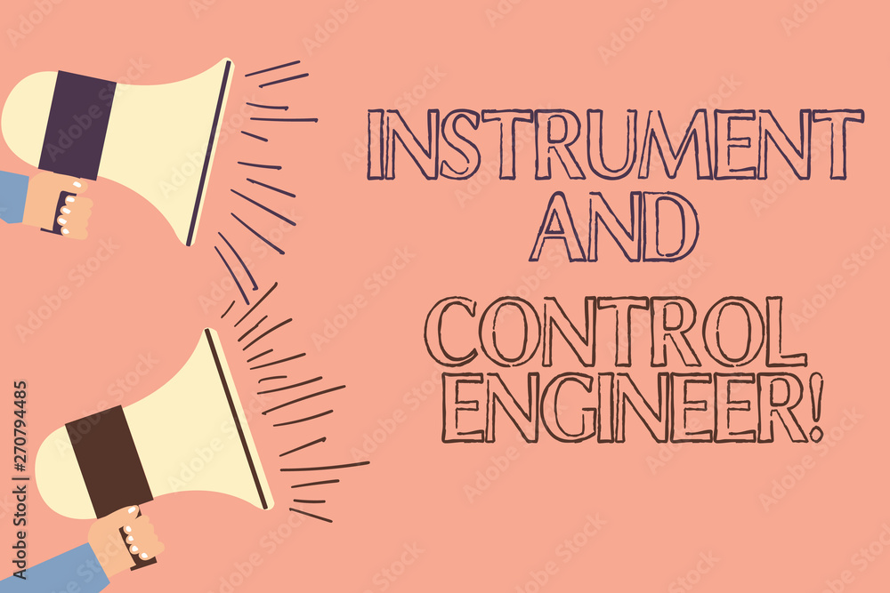 Poster handwriting text writing instrument and control engineer. concept meaning automation engineering ind