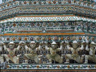 Deatail of the Central Pagoda at Wat Arun - the Temple of Dawn in Bangkok