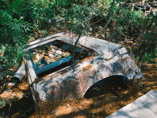 Old car wrecks that were left