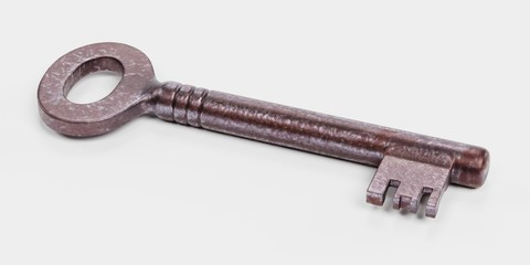 Realistic 3D Render of Classic Old Key