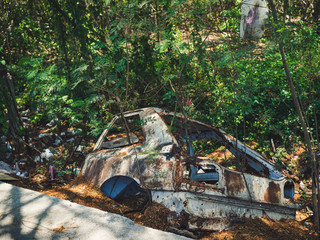 Old car wrecks that were left