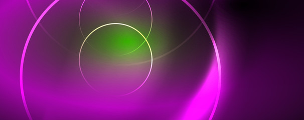 Shiny neon lines template - northern lights glowing blur lines. Futuristic style glow neon 80s disco club or night party techno template