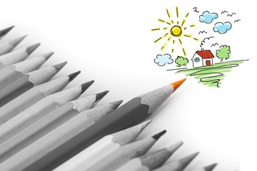 Colorful school stationery composition, back to school background