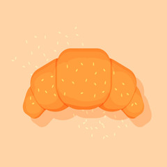 croissant flat design icon for restaurant or cafe