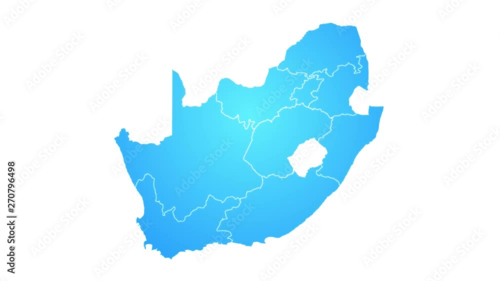 Wall mural south africa map showing up intro by regions/ 4k animated south africa map intro background with cou