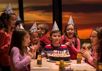 young boy having birthday party